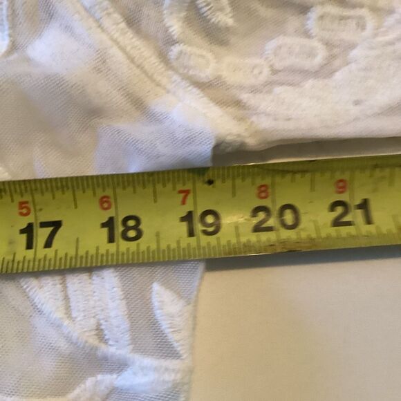 Laundry by Shelli Segal White Lace Embroidered Mesg Top Sz L - Picture 7 of 10